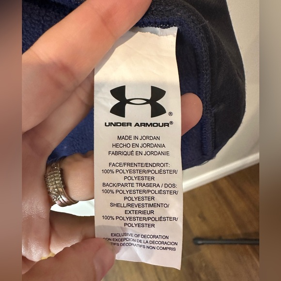 Under Armour Boys Large Fleece Lined Navy & Blue Colorblock Zip Softshell Jacket - Picture 7 of 7